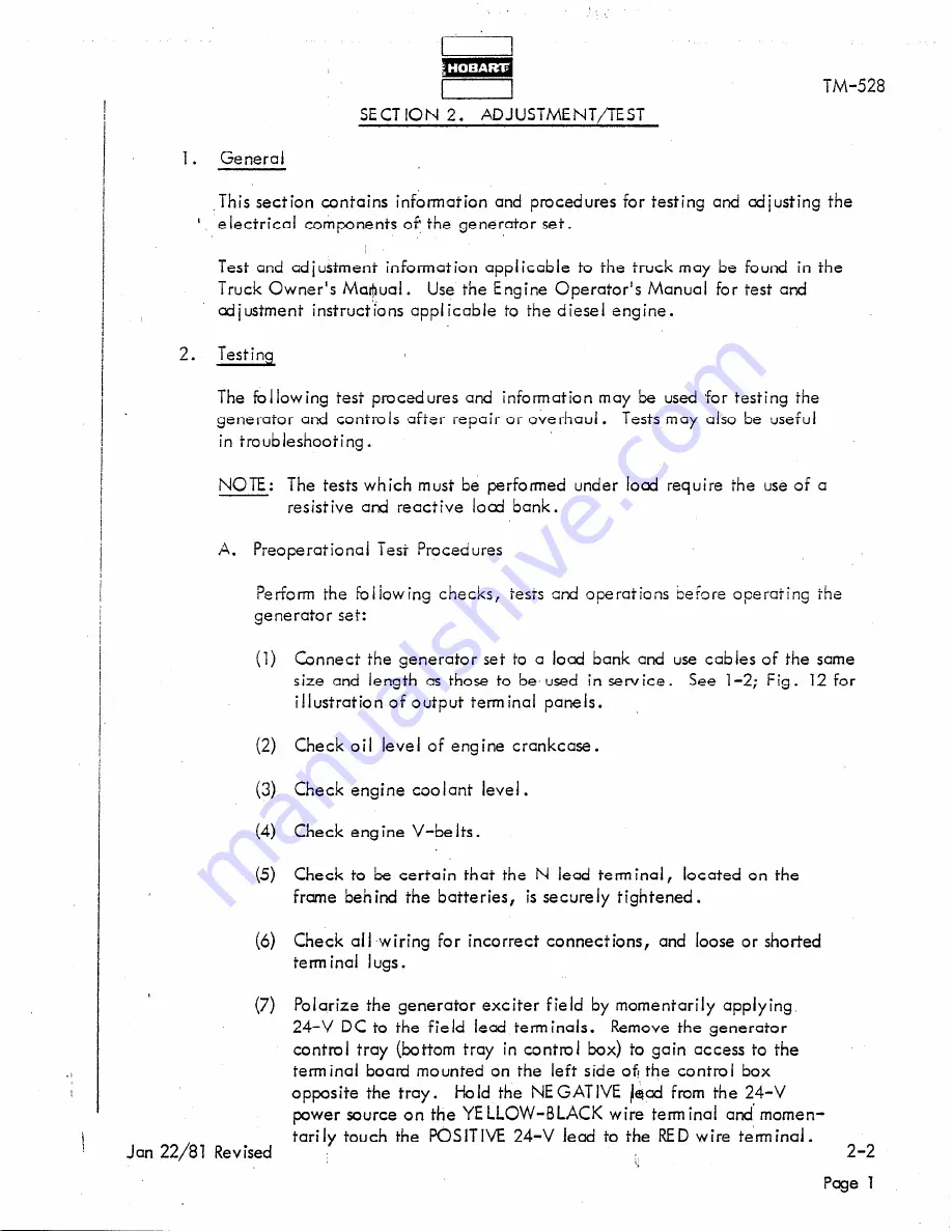 Hobart 140G17K Operation And Maintenance Download Page 81