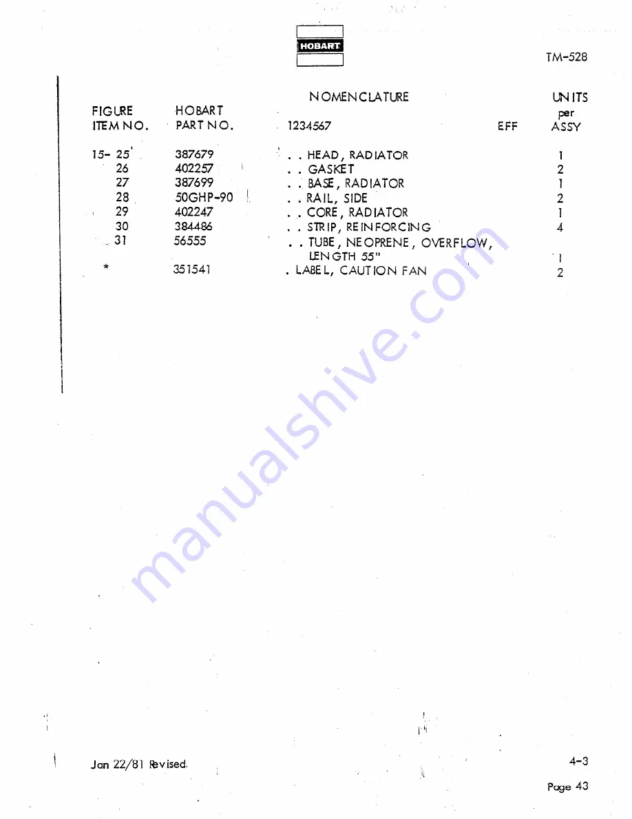 Hobart 140G17K Operation And Maintenance Download Page 165