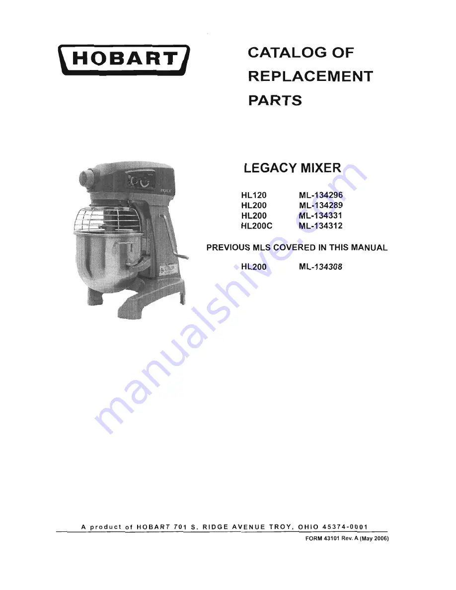 Hobart LEGACY HL120 Instruction Manual Download Page 101