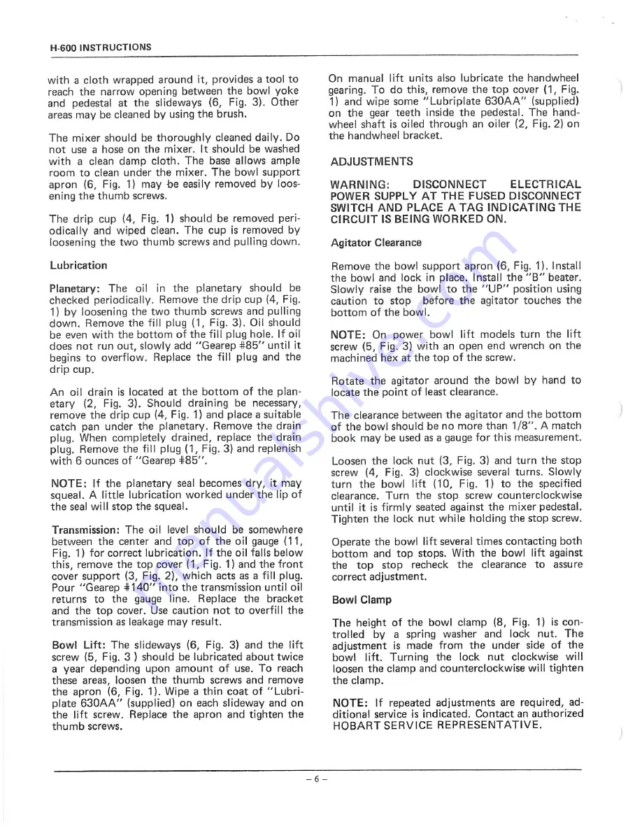 Hobart ML-19286 H-600-T Instruction Manual Download Page 6