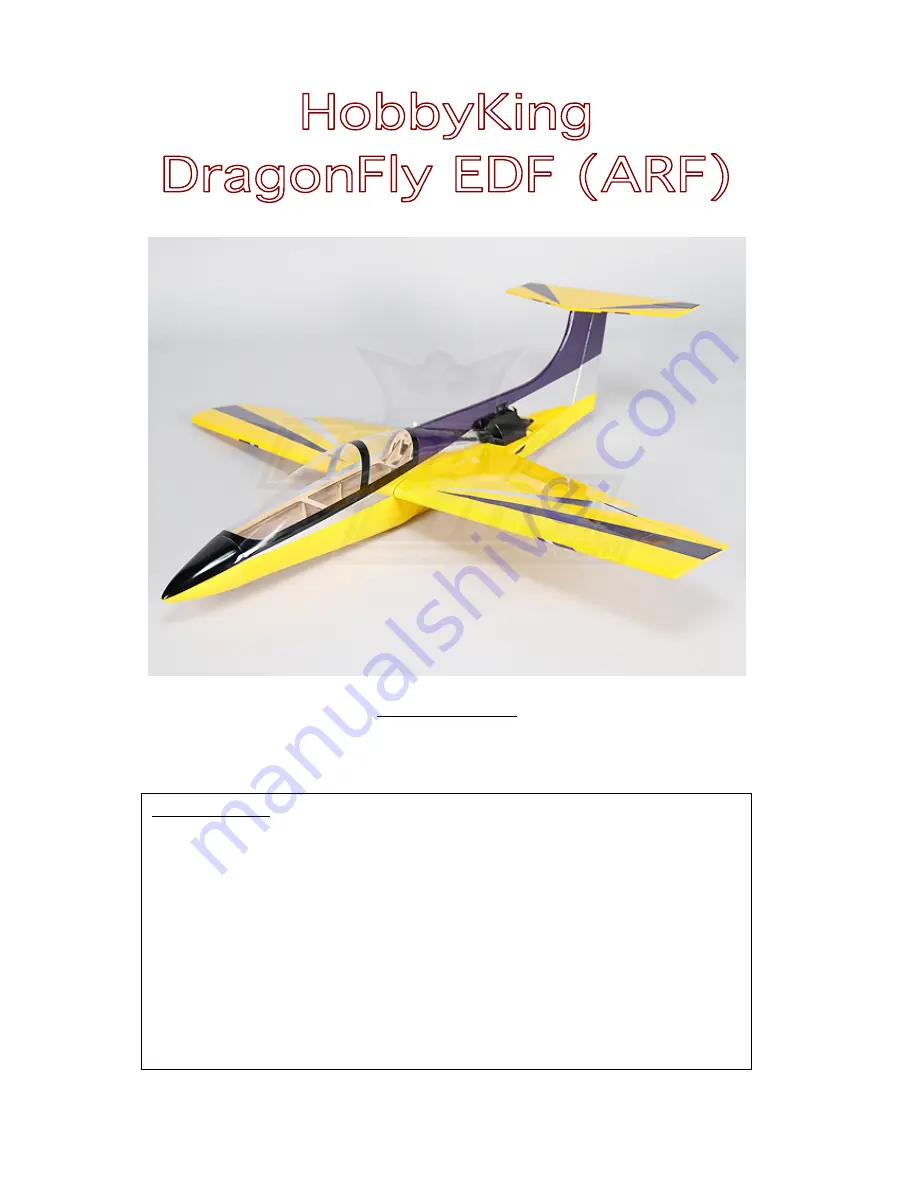 HobbyKing DragonFly EDF Скачать руководство пользователя страница 1