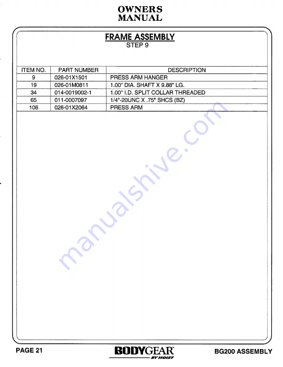 Hoist Fitness BODYGEAR BG200 Owner'S Manual Download Page 22