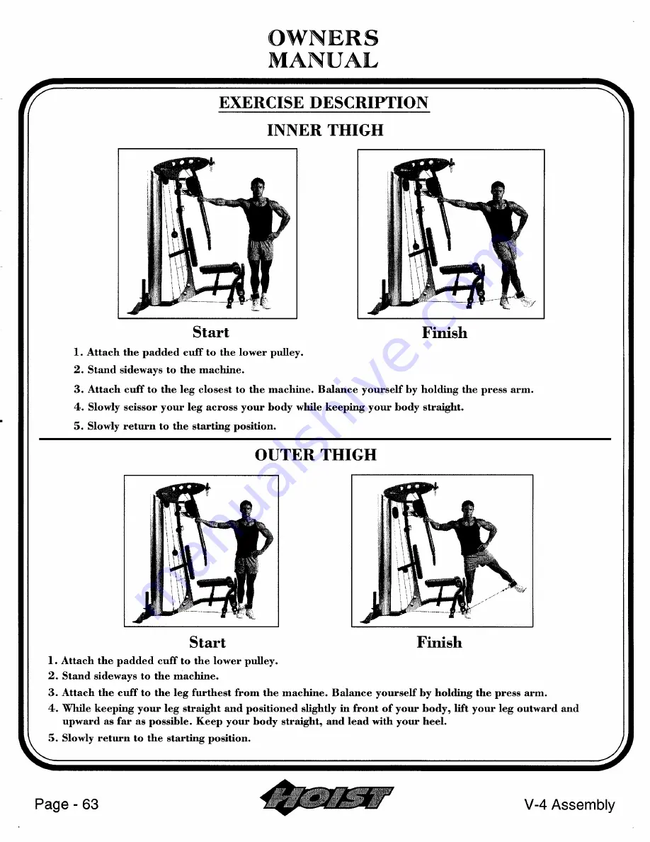 Hoist Fitness V-4a Owner'S Manual Download Page 64