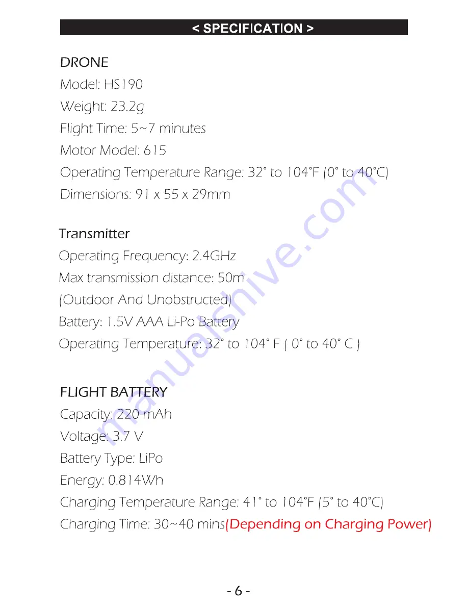 Holy Stone HS190 Instructions For Use Manual Download Page 8