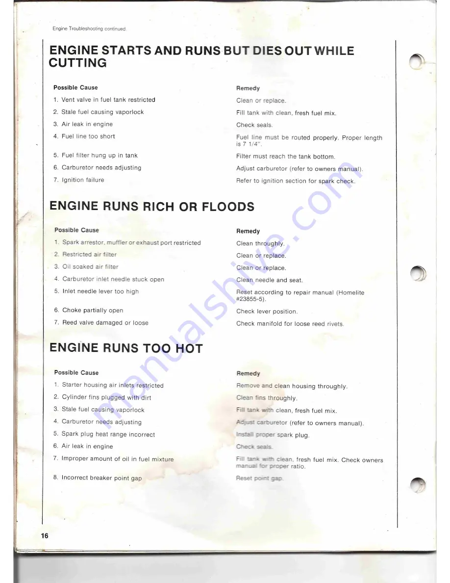 Homelite super 2 Service Manual Download Page 16