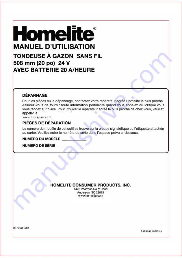 Homelite UT 13127 Operator'S Manual Download Page 64