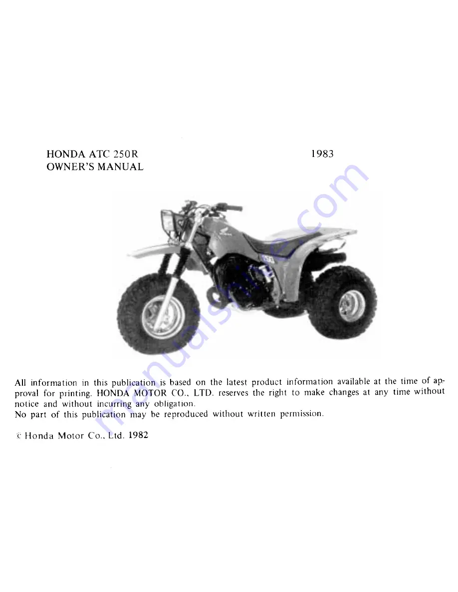 Honda 1983 ATC 250R Скачать руководство пользователя страница 3