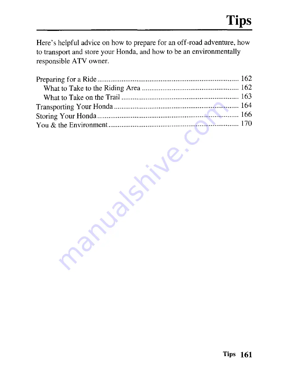 Honda 2004 TRX450FM Fourtrax Foreman Owner'S Manual Download Page 170