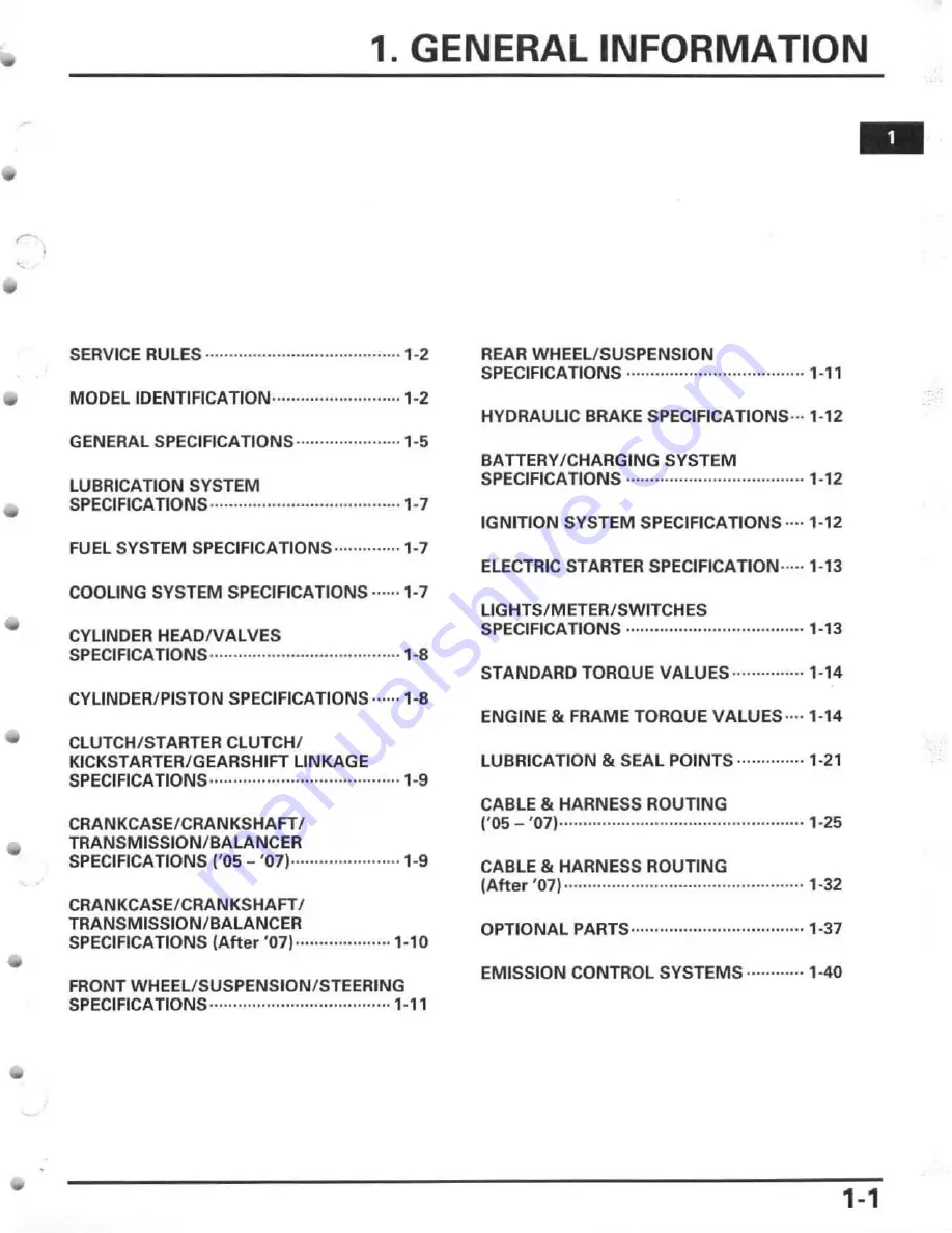 Honda 2005 CRF450R Service Manual Download Page 5