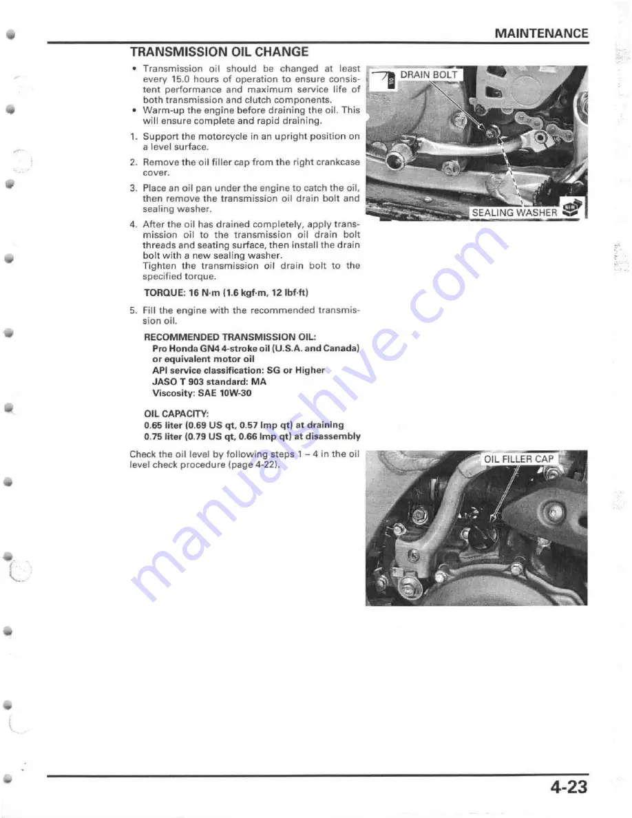 Honda 2005 CRF450R Скачать руководство пользователя страница 91