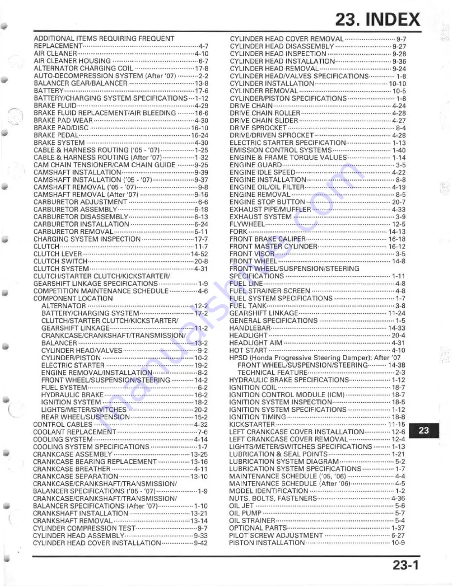 Honda 2005 CRF450R Service Manual Download Page 463