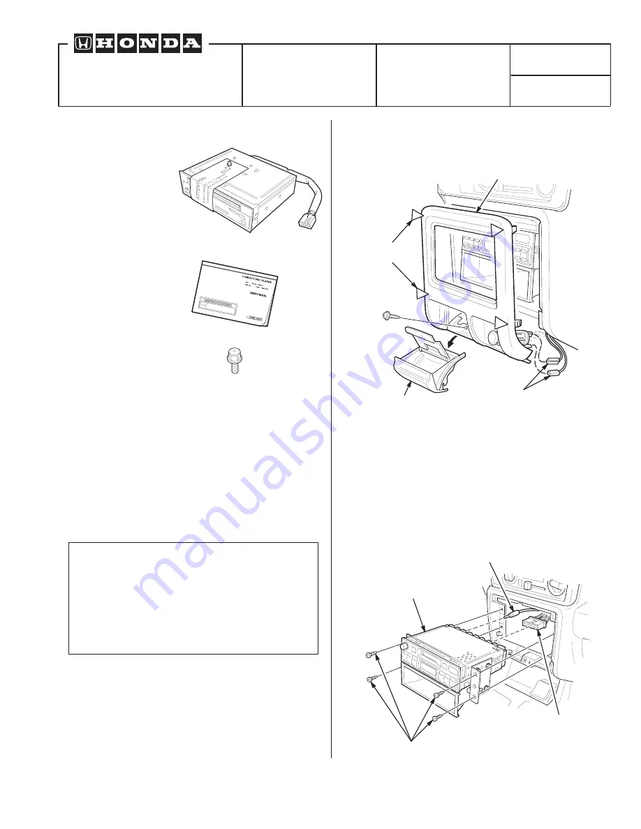 Honda CD PLAYER Installation Instructions Download Page 1