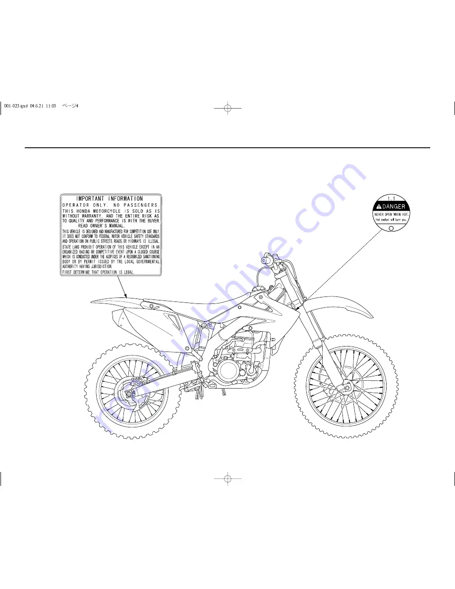 Honda CRF250R 2005 Owner'S Manual Download Page 8