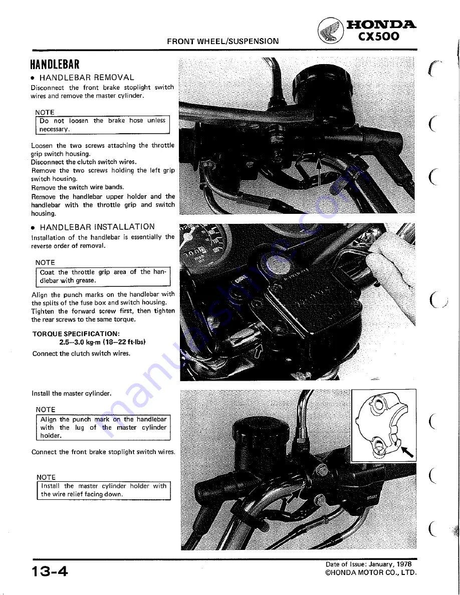 Honda CX500 CUSTOM Shop Manual Download Page 163