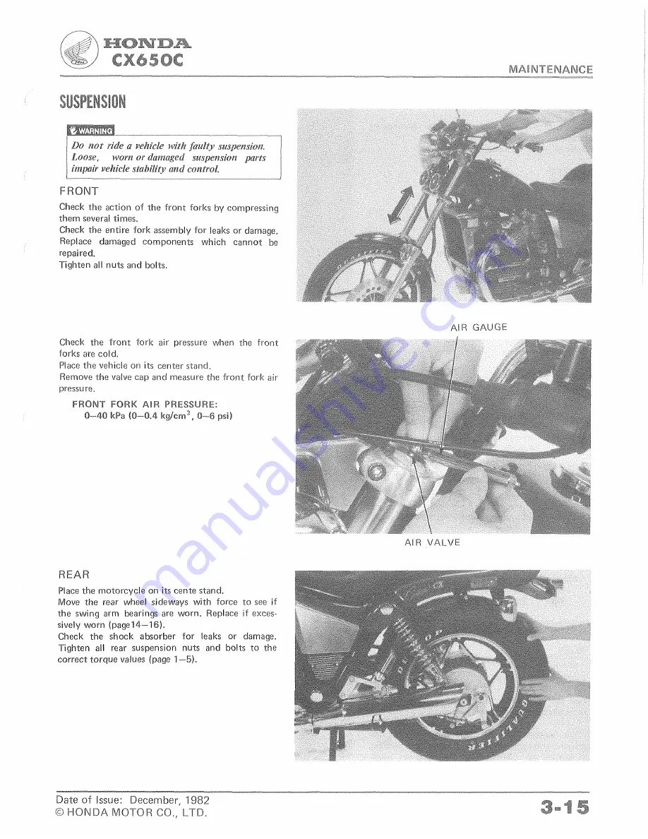 Honda CX650C 1983 Shop Manual Download Page 39