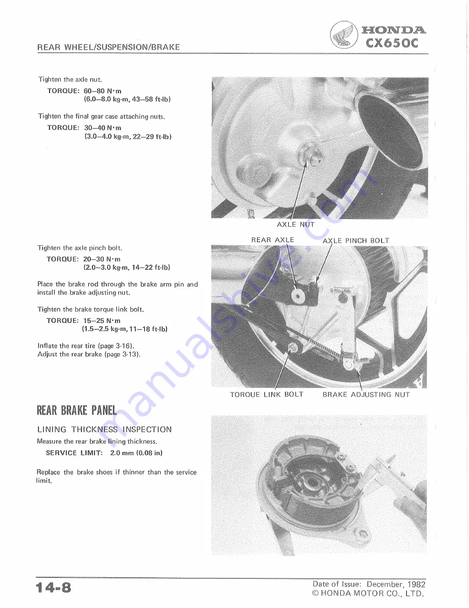 Honda CX650C 1983 Shop Manual Download Page 222