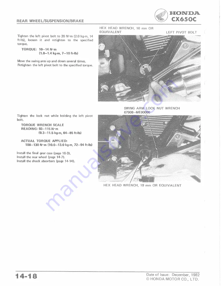 Honda CX650C 1983 Shop Manual Download Page 232