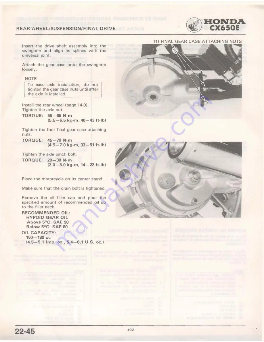 Honda CX650E Shop Manual Download Page 47