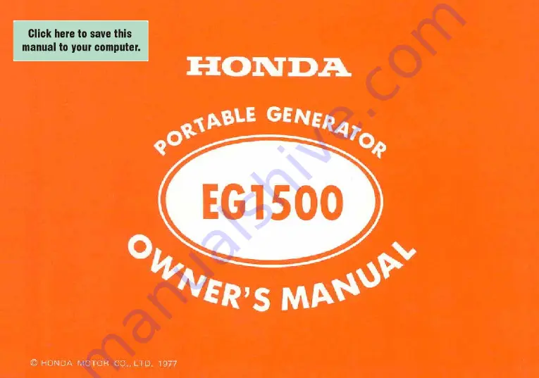 Honda EG1500 Owner'S Manual Download Page 1