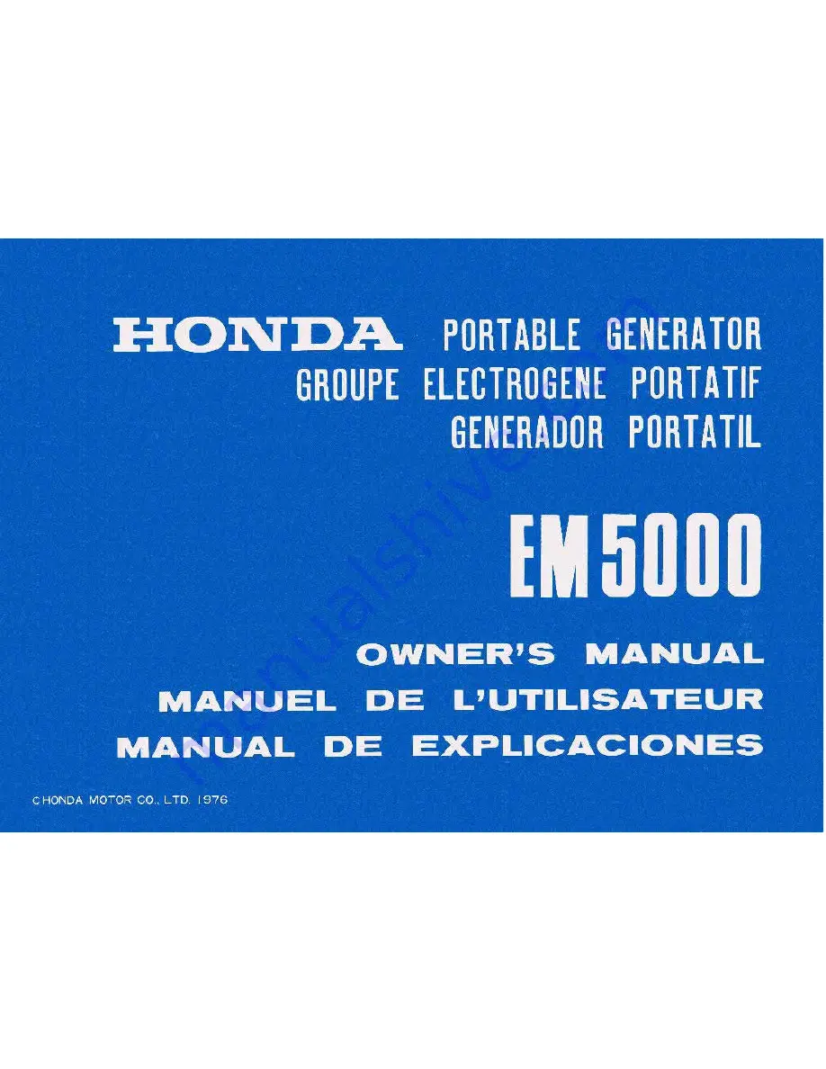 Honda EM 5000 A Owner'S Manual Download Page 1