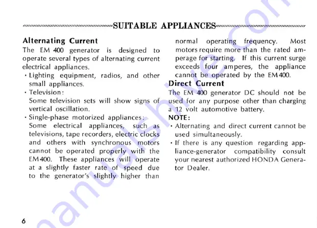 Honda EM400 Owner'S Manual Download Page 7