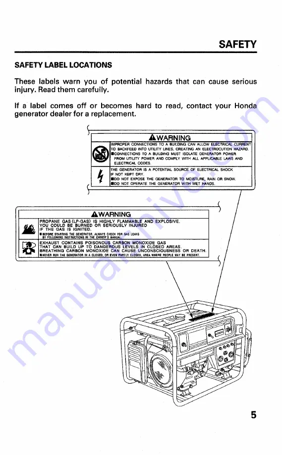 Honda EM6000GP Owner'S Manual Download Page 7