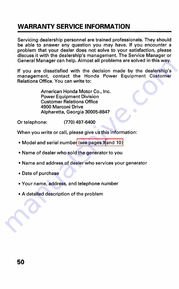 Honda EM6000GP Owner'S Manual Download Page 52