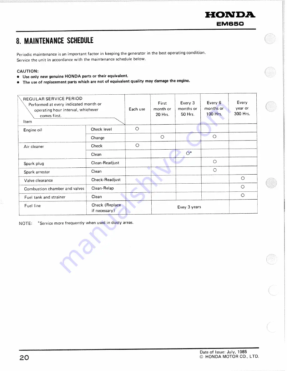 Honda EM650 Shop Manual Download Page 22