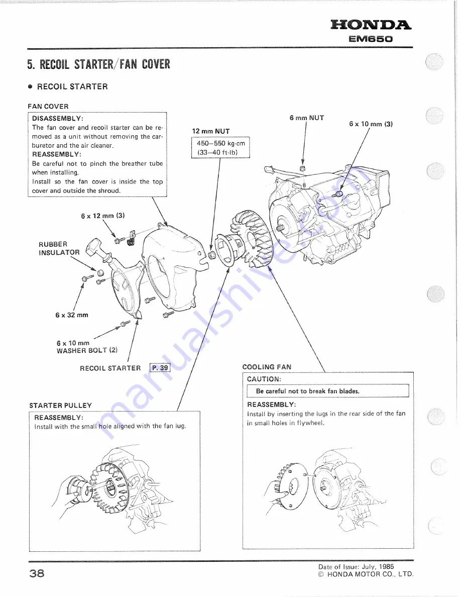 Honda EM650 Shop Manual Download Page 40