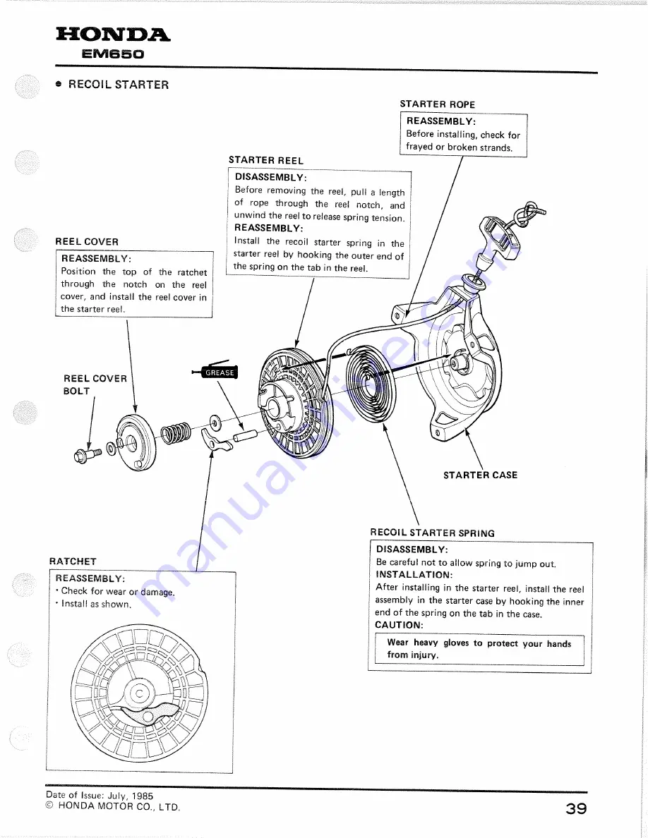 Honda EM650 Shop Manual Download Page 41