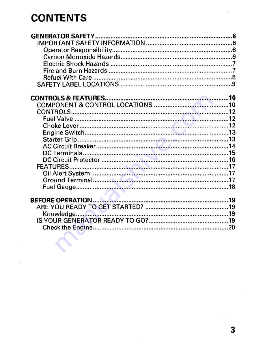 Honda EP2200CX Owner'S Manual Download Page 5