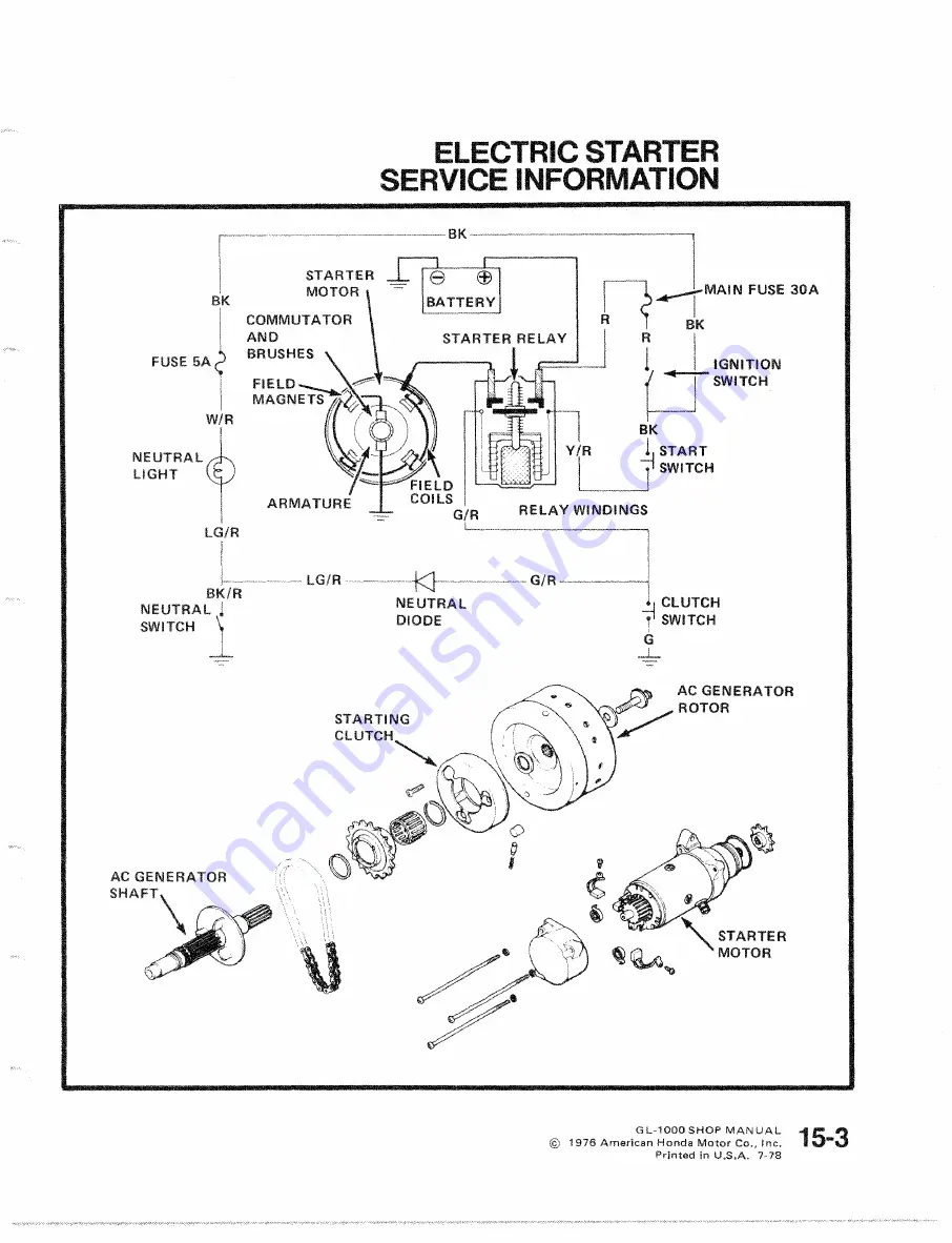 Honda GL 1000 Shop Manual Download Page 273