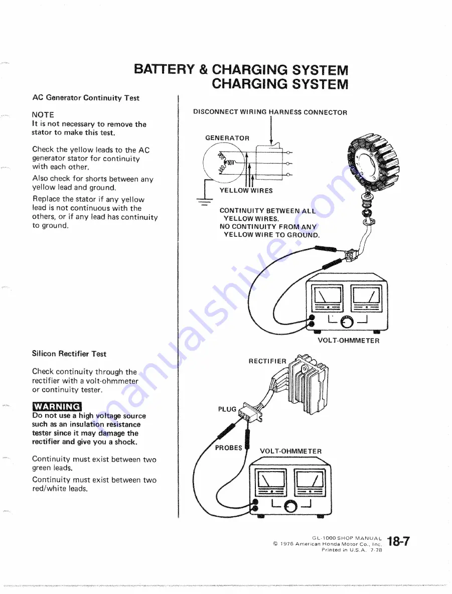 Honda GL 1000 Shop Manual Download Page 319