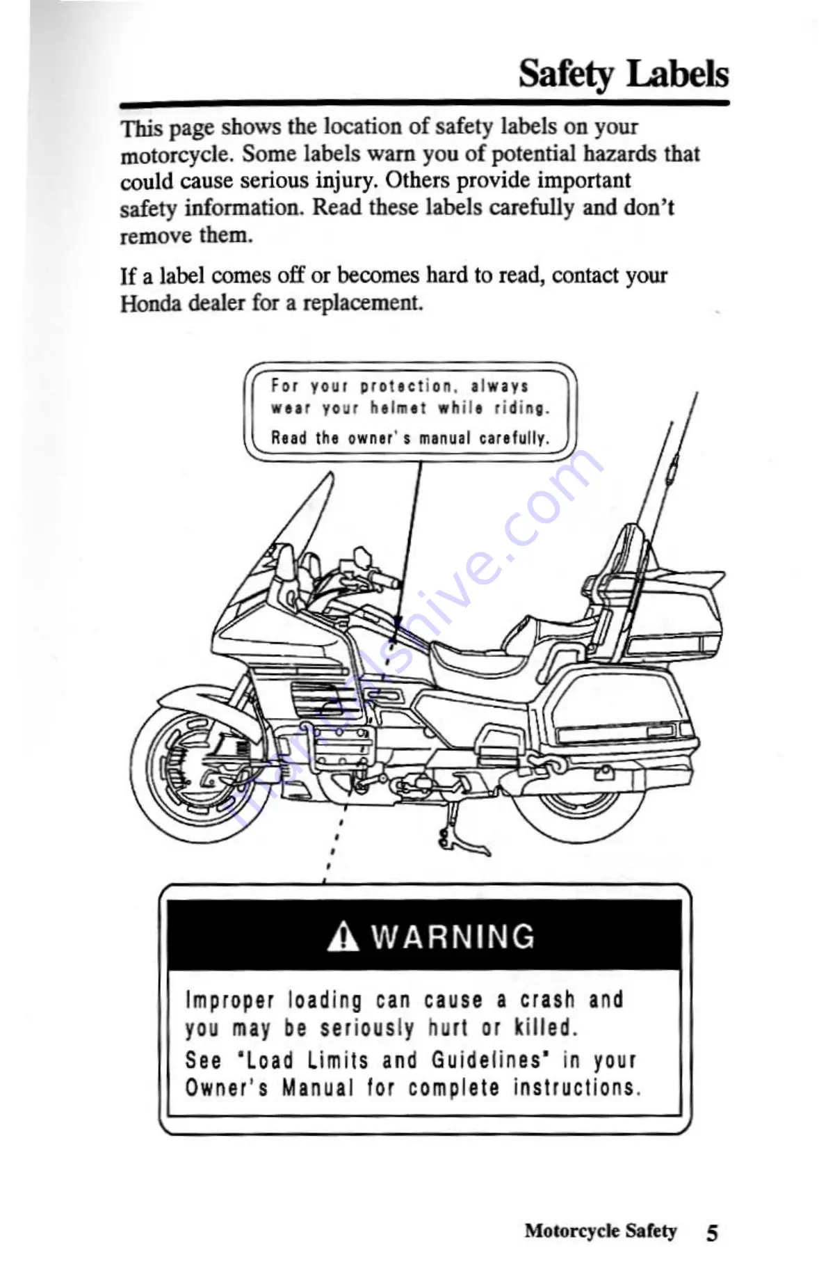 Honda GoldWing GL1500 2000 Owner'S Manual Download Page 12