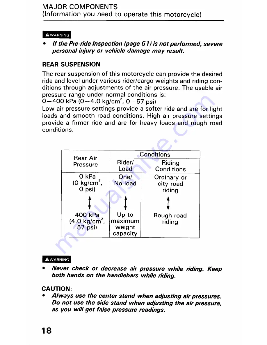 Honda GOLDWING GL1500 Owner'S Manual Download Page 28