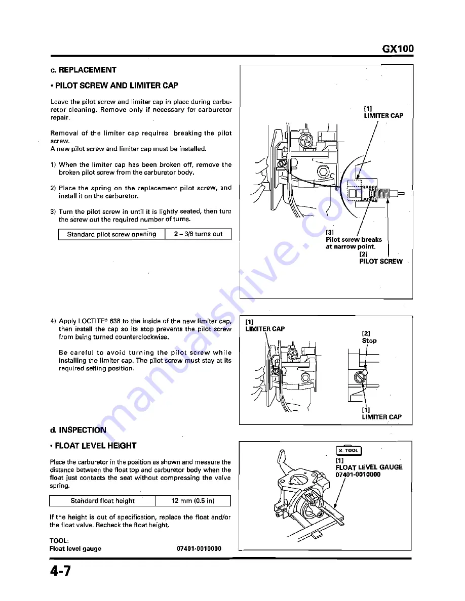 Honda GX100 Workshop Manual Download Page 106