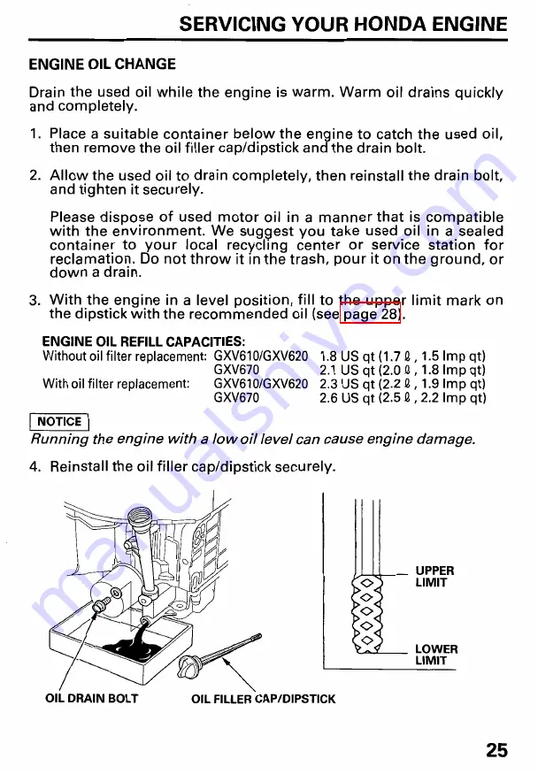 Honda GXV610 Owner'S Manual Download Page 28