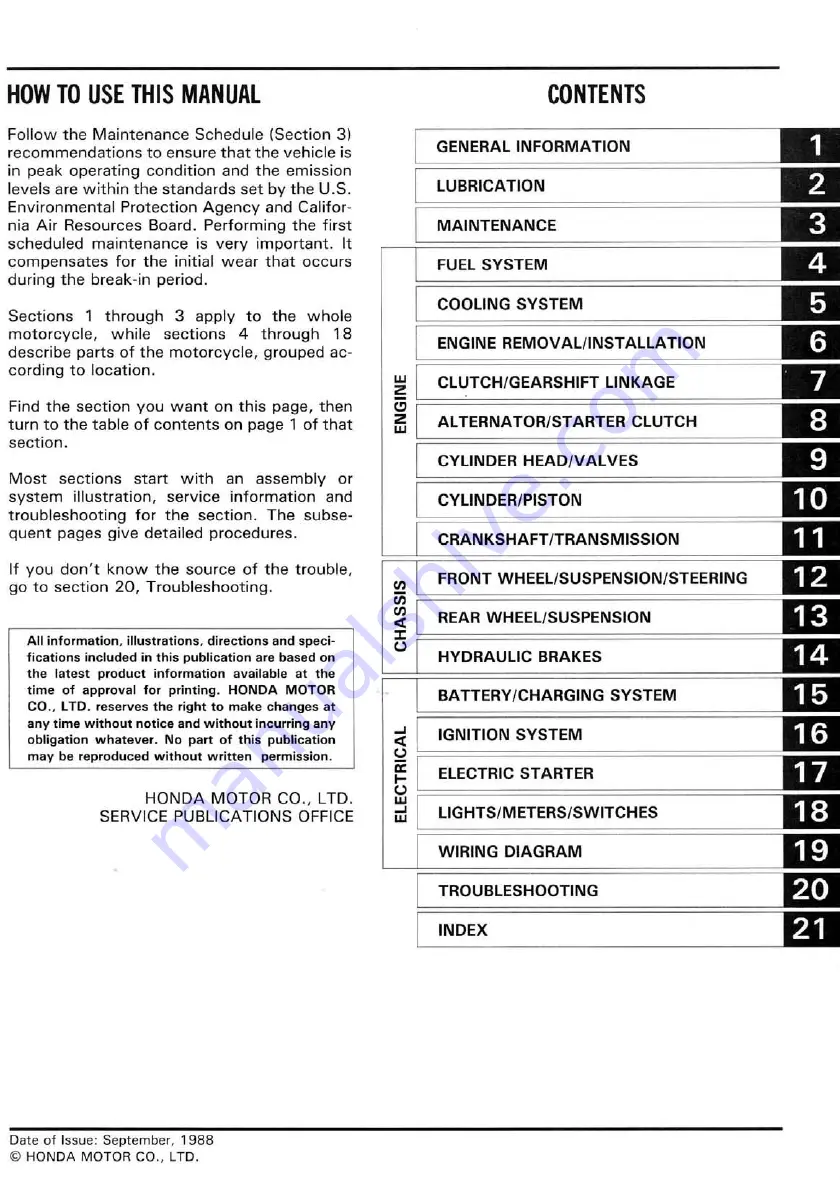 Honda Hawk GT NT650 1988 Service Manual Download Page 2