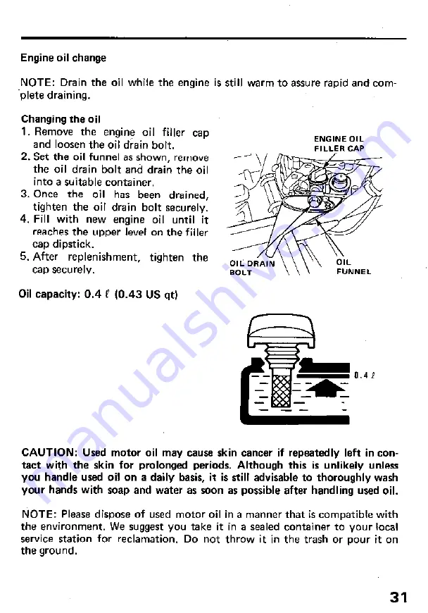 Honda HP250 Owner'S Manual Download Page 33