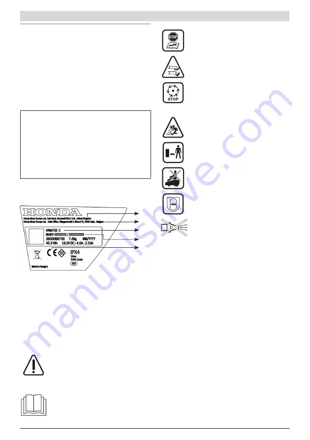 Honda Miimo HRM70 Live Owner'S Manual Download Page 46