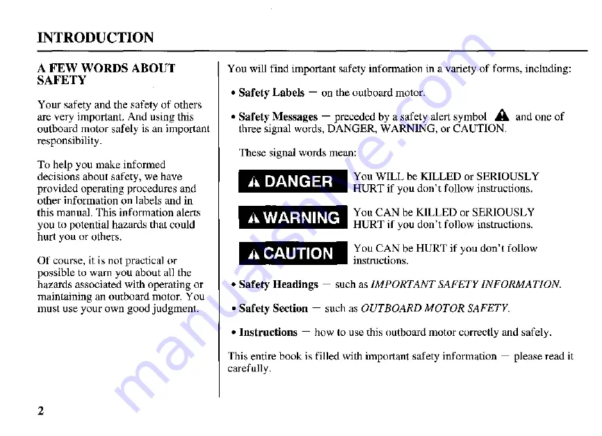 Honda Outboard Motor BF15A Owner'S Manual Download Page 4