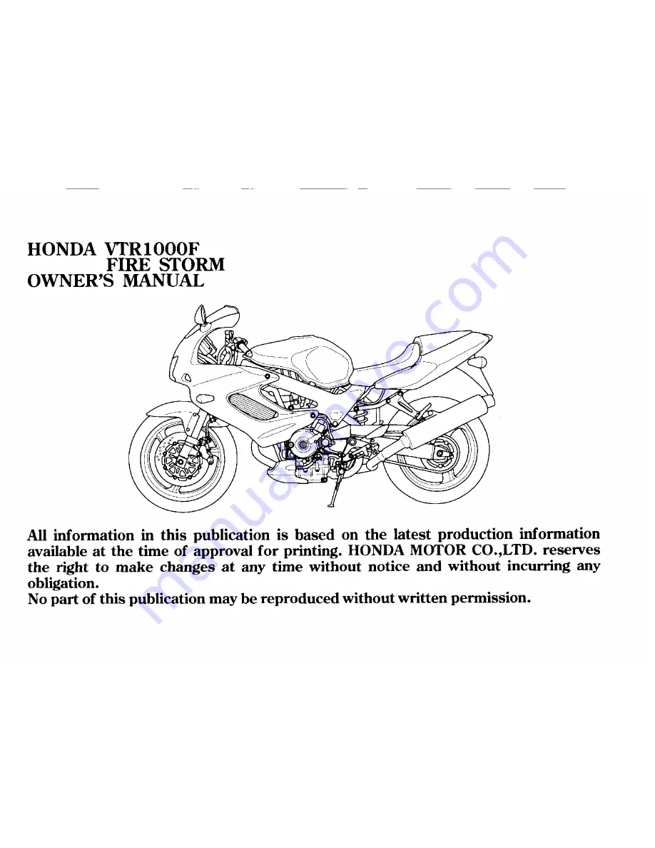 Honda VTR1000F Fire Storm Owner'S Manual Download Page 5