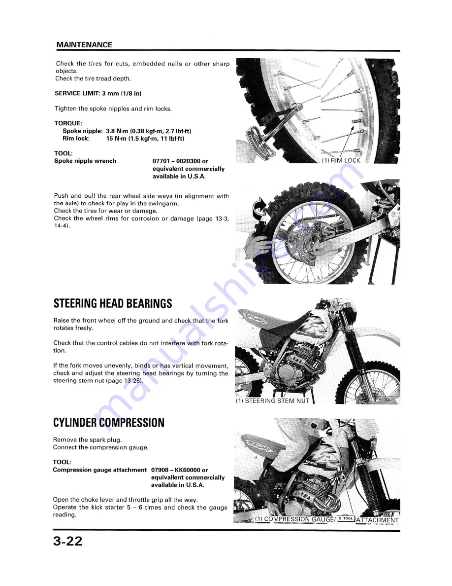 Honda XR250R Service Manual Download Page 55