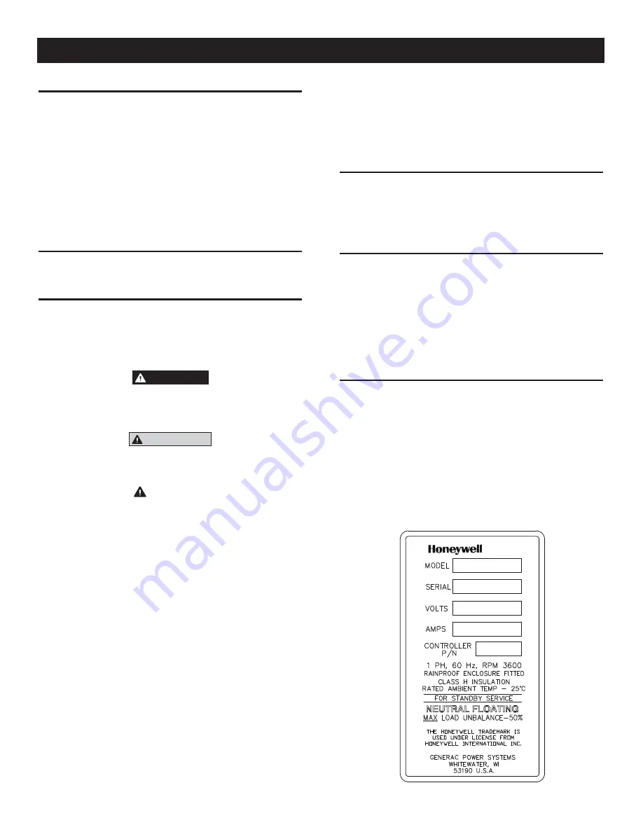 Honeywell 10 kW Owner'S Manual Download Page 43