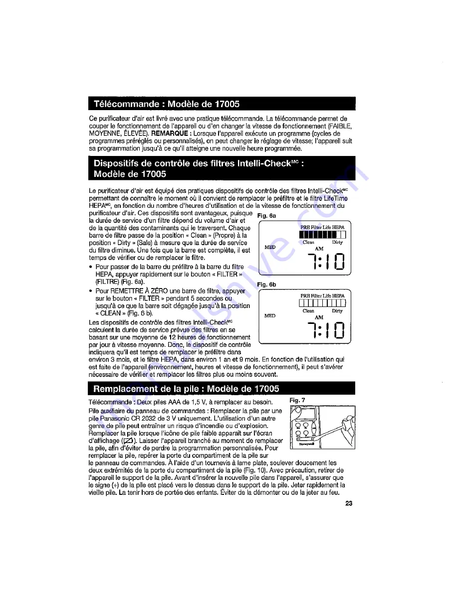 Honeywell 17000 - Permanent Pure HEPA QuietCare Air Purifier Скачать руководство пользователя страница 23