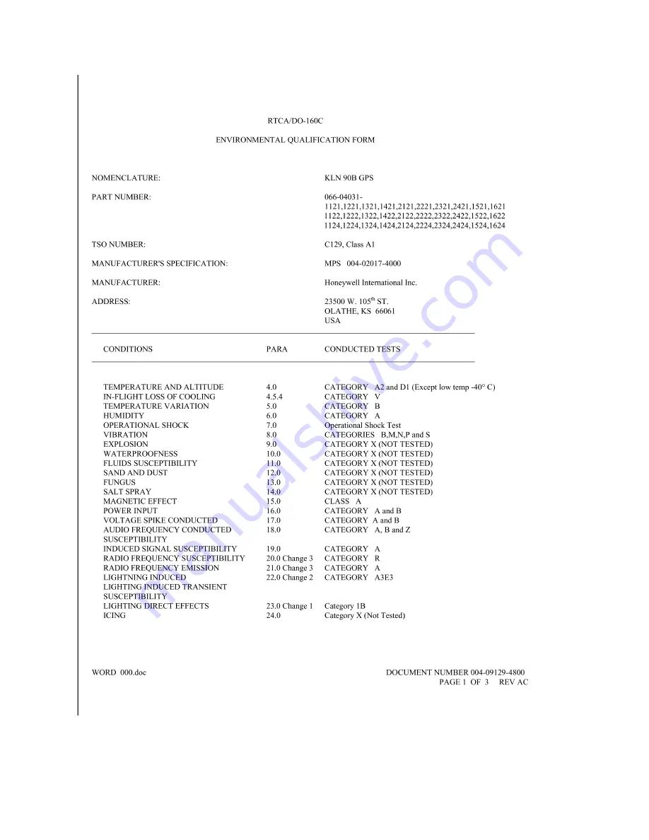 Honeywell BENDIX/KING KLN 90B Installation Manual Download Page 145