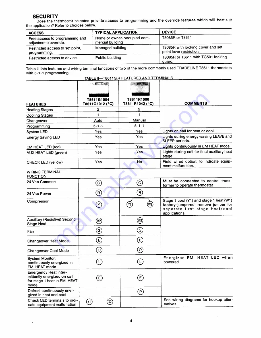 Honeywell CHRONOTHERM III T8611G Скачать руководство пользователя страница 4