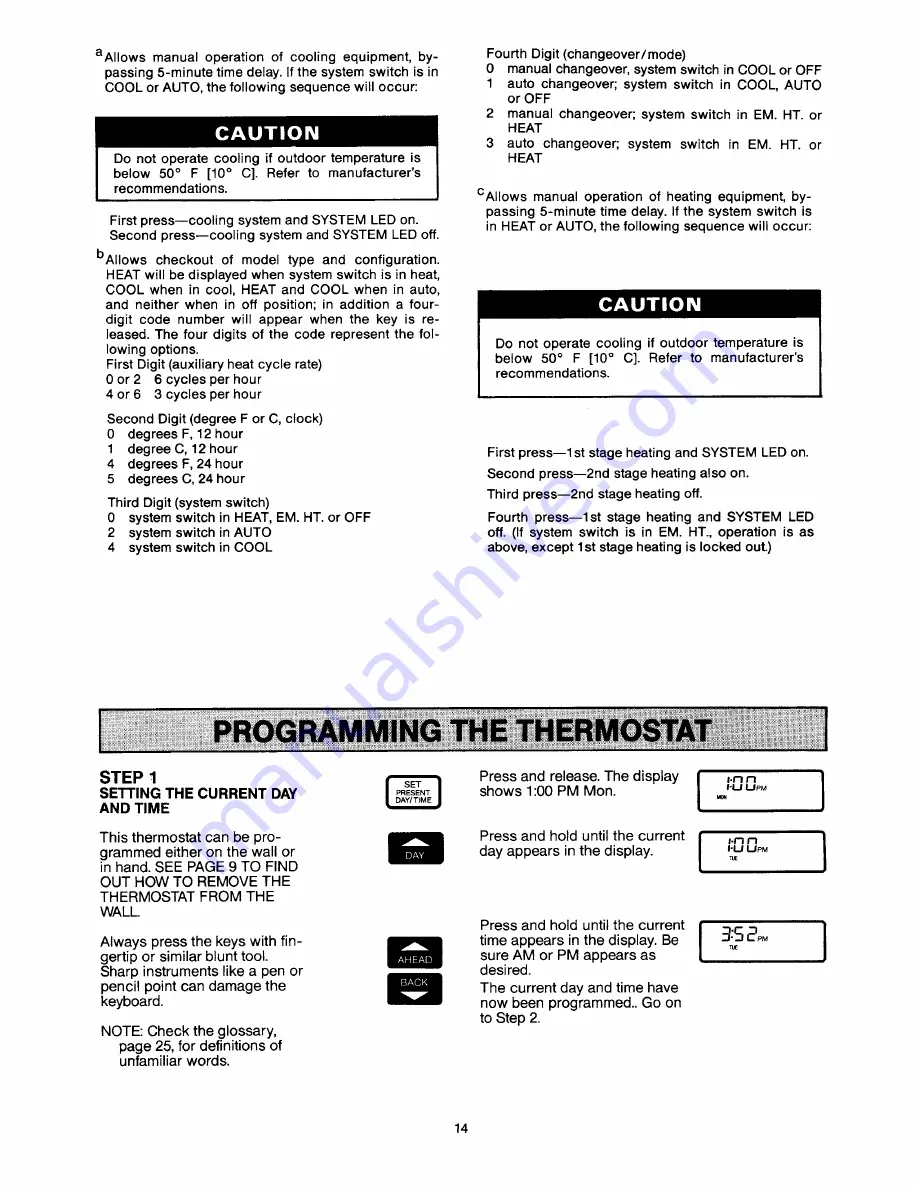 Honeywell CHRONOTHERM III T8611G Manual Download Page 14