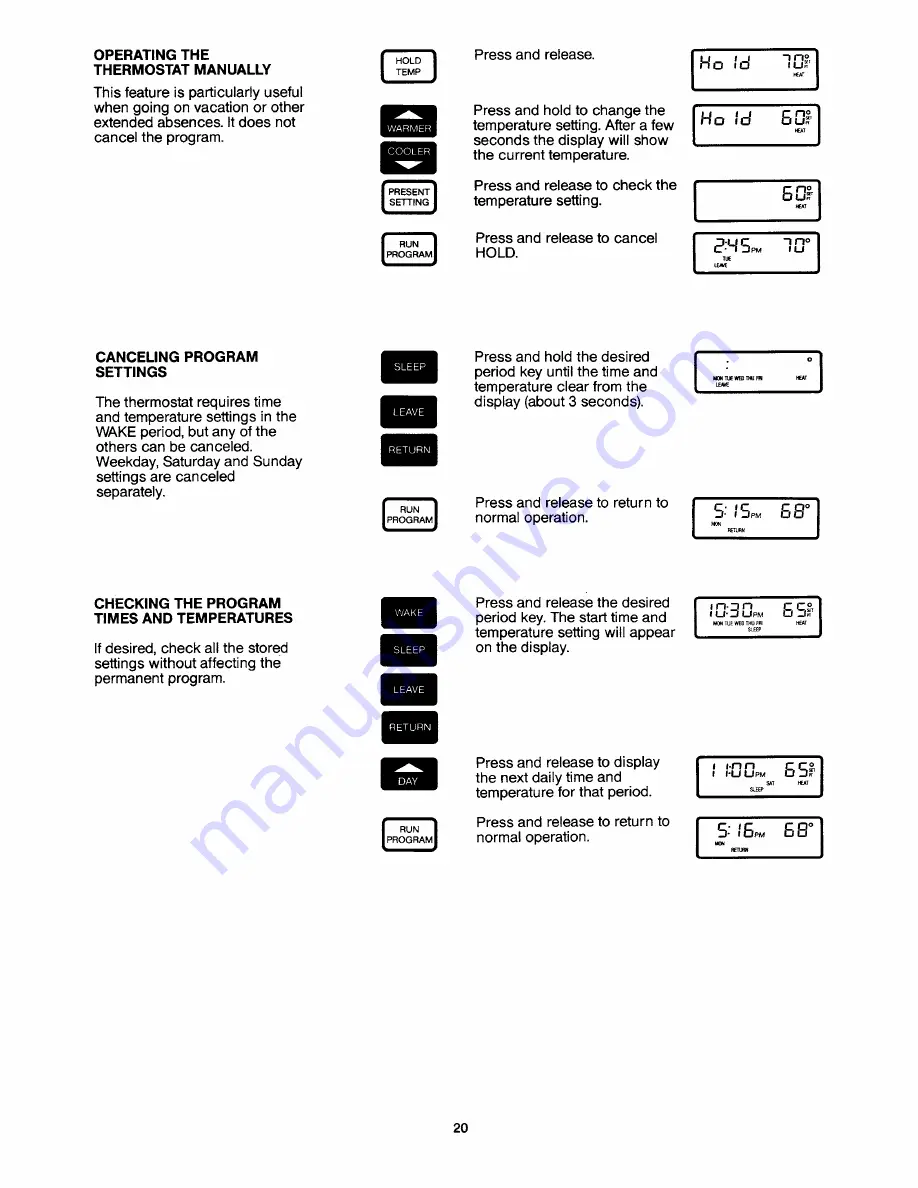 Honeywell CHRONOTHERM III T8611G Скачать руководство пользователя страница 20