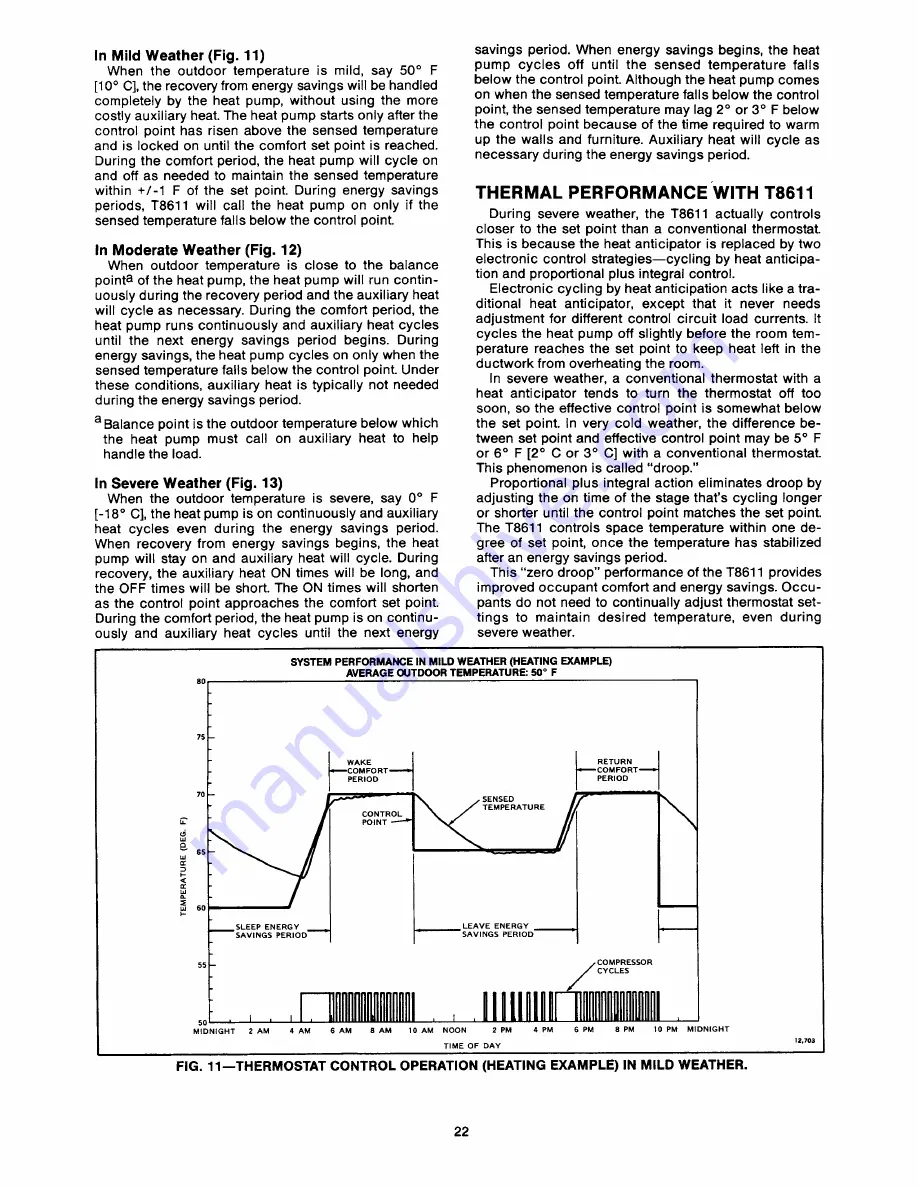 Honeywell CHRONOTHERM III T8611G Manual Download Page 22